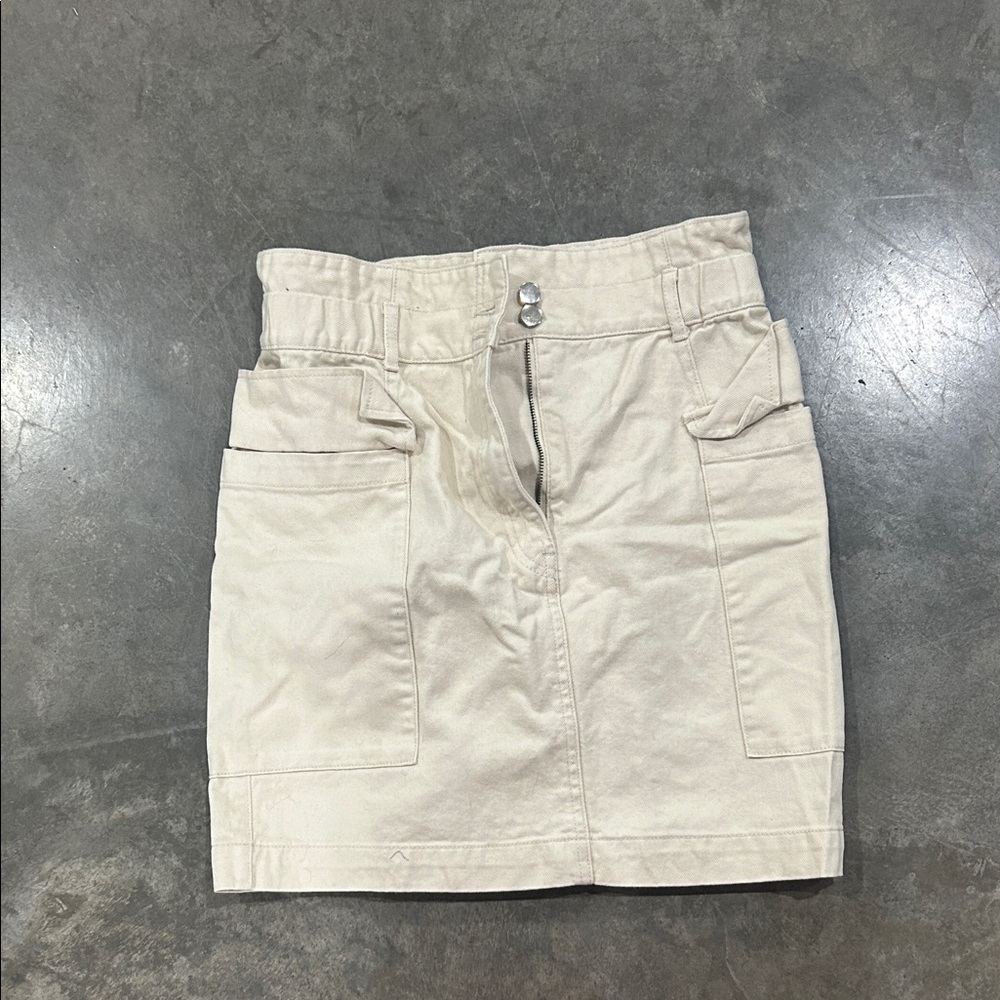 Cream Mini Skirt with Pockets